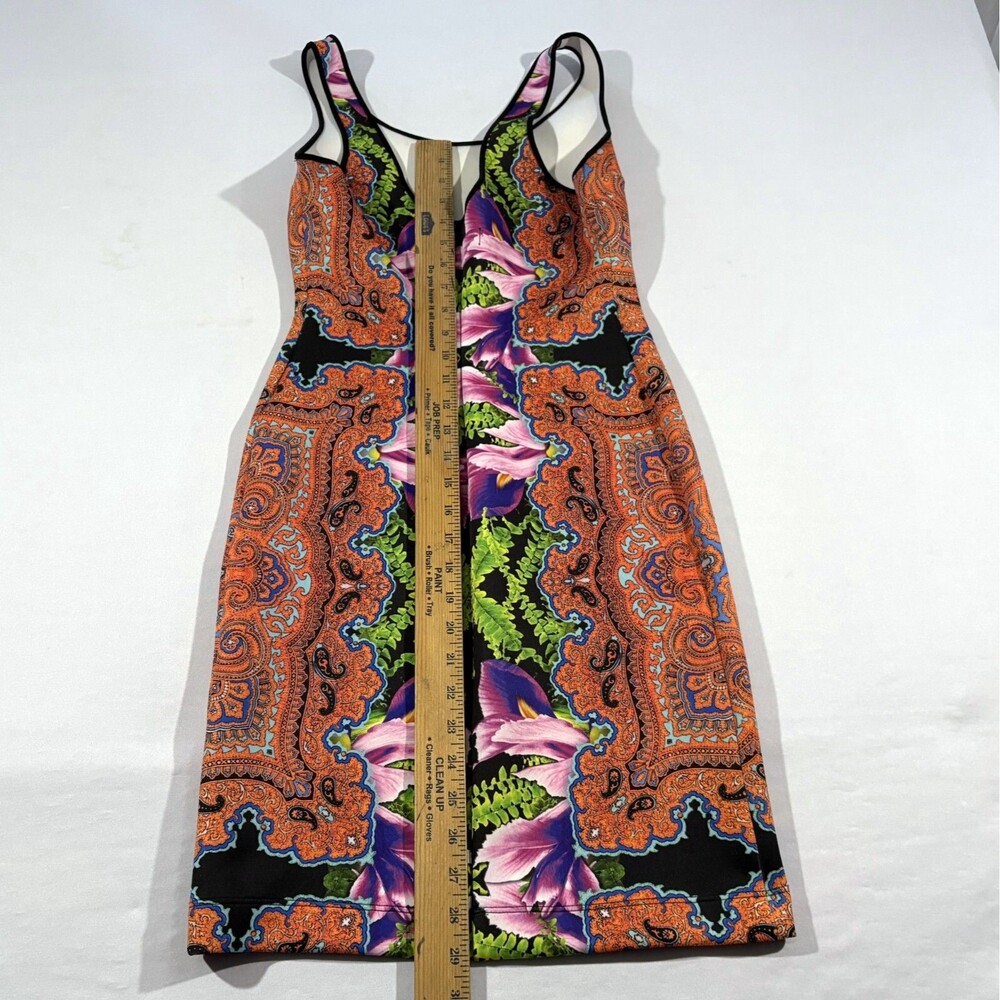 Clover Canyon Womens Orange Floral Sleeveless Stretch Party Sheath Dress Sz S - Picture 6 of 13